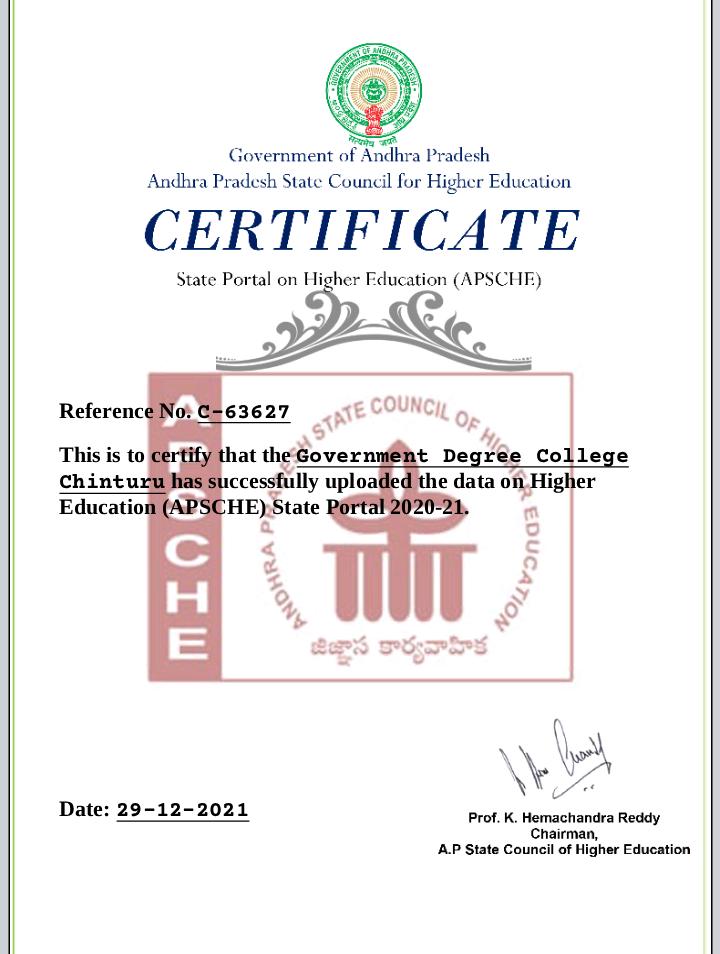 APSCHE CERTIFICATE 2021